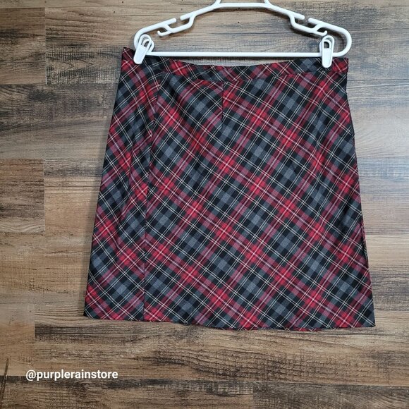 Vintage Dresses & Skirts - Vtg Willow Bay Tartan Plaid Wrap Skirt Size 14 Preppy 80's 90's Academia